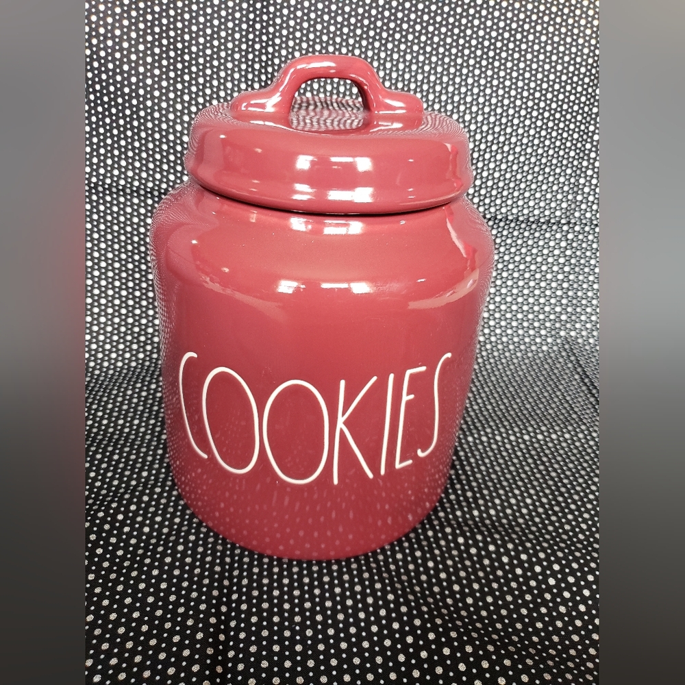 Rae Dunn Cookies Canister Fall Cranberry Maroon NWOT